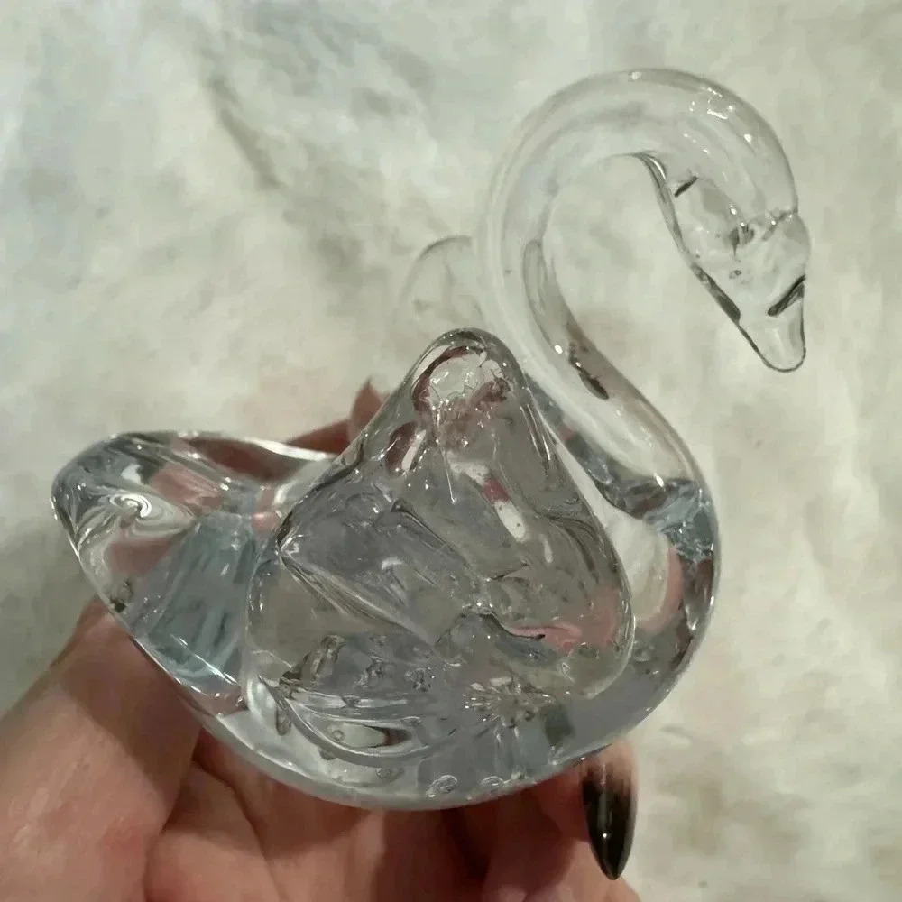 Vintage Art Glass Swan Paperweight Figurine MCM 90’s 80’s - Picture 1 of 11